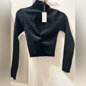 Elia Mock Neck Cutout Sweater